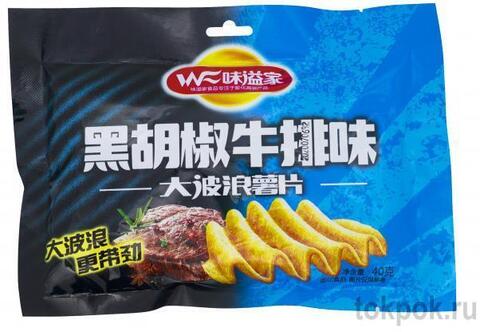Чипсы рифленые со вкусом пряного стейка, 40 гр