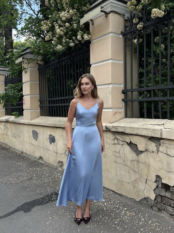 Платье Blossom миди голубой