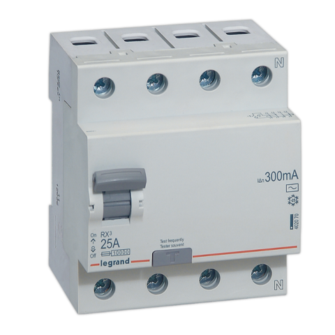 Выключатель дифференционного тока УЗО (ВДТ) RX - 4P - 25 A, 300 мА., Тип АС. Legrand (Легранд). 402070