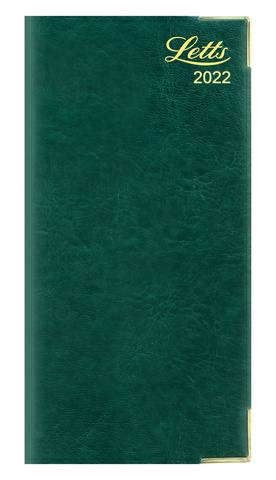 Еженедельник Letts Lexicon (PU) A6, кожа искусственная, белые страницы, срез позолоченный, металлические уголки, зеленый (22-081373)