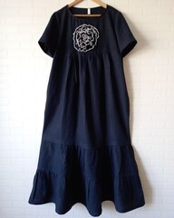 Адриана. Платье миди, темно-синее с коротким рукавом PL-42152