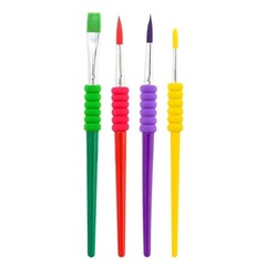 
          Набор детских кисточек для рисования номер №2 6 10 12, 4 штуки, синтетика нейлон, MC-Basir, Кисти художественные для творчества, круглые и плоские