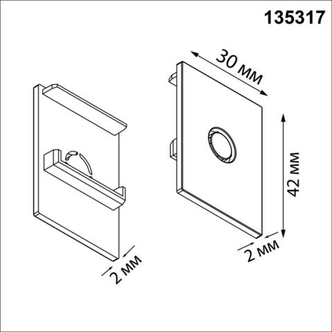 135317 PORT NT25 207 черный Заглушка торцевая для арт.135299-135303, 2шт IP20 VECTOR