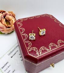 Серьги пусеты каратники CARTIER из серебра 925 пробы