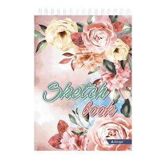 
          Скетчбук А5 60л., "Розы", 100 г/м2, Alingar, гребень, мелованный картон,, жёсткая подложка, офсет