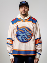 Джерси хоккейное бежевое ХК "Шанхайские Драконы", реплика с вышивками