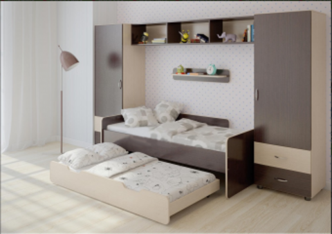 Детская стенка КарИВи Л-№16  Дуб Молочный Венге