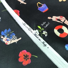 Ткань хлопок  сатин с эластаном с Пинап черный фон 2005