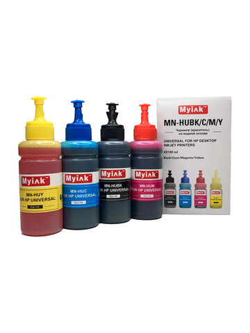 Чернила универсальные MyInk для HP водные (Dye), комплект 4 цвета по 100 мл