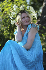 Весна. Платье женское льняное с коротким рукавом PL-422623