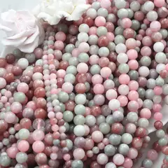 Тонированный кварц, микс, шарик, 10 мм, нить, К034