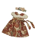 Платье с воротничком - Кремовый/бордо. Одежда для кукол, пупсов и мягких игрушек.