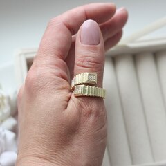 Кольцо с фианитами, позолота Д126