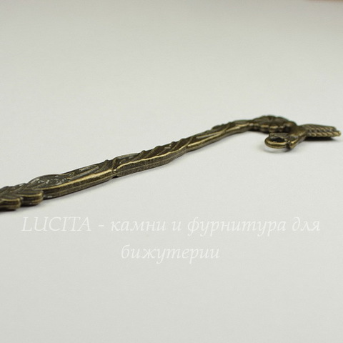 Основа для закладки "Птичка"  (цвет - античная бронза) 125 мм