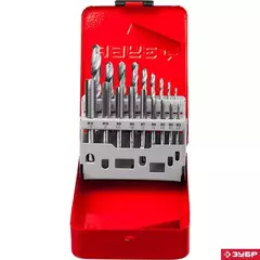ЗУБР 18 предм., метчики 9ХС, сверла Р6М5, набор резьбонарезной, (28115-H18)