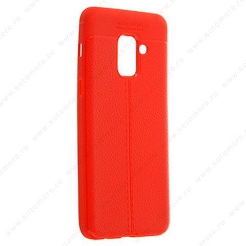 Накладка Carbon 360 силиконовая с кожаными вставками для Samsung Galaxy A8 A530 2018 красный