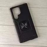 Противоударный чехол Strong Armour Case с кольцом для Samsung Galaxy S23 Ultra (Черный)