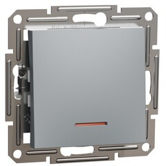 ВЫКЛЮЧАТЕЛЬ 1-КЛАВИША С ПОДСВЕТКОЙ СТАЛЬ ASFORA /SCHNEIDER/