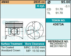Поршень двигателя TEIKIN 43673A STD (4шт/упак)