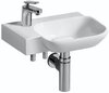 Раковина Geberit myDay: Белый / Специальное керамическое покрытие KeraTect, B=40см, H=10.5см, T=28см, Отверстие под смеситель=Левая, Перелив=Без
