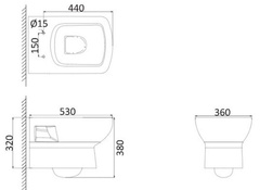 TO1100N Унитаз подвесной белый с сиденьем
