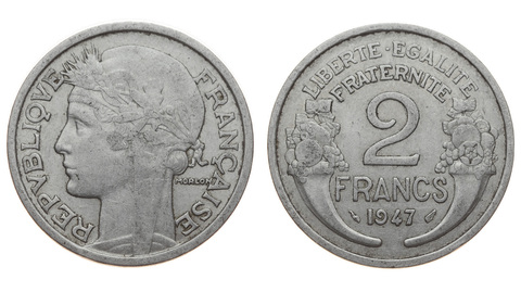 Франция 2 франка 1941-1959 (случайный год) VF