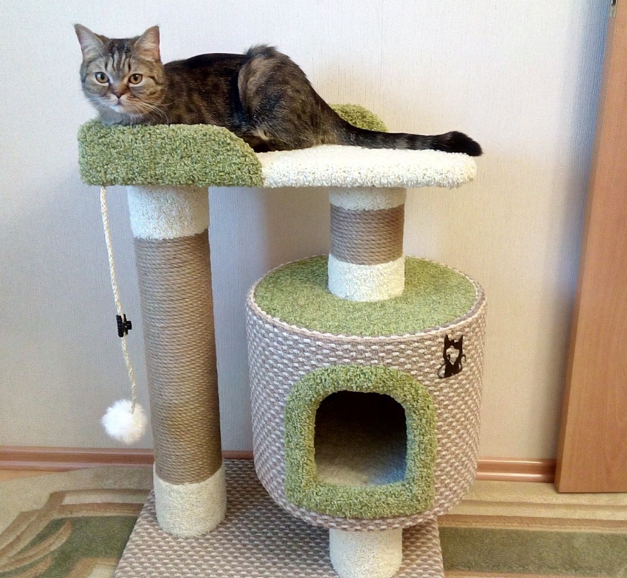 Комплекс для кошек с когтеточкой и домиком