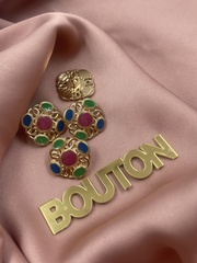 Пуговицы золотые ажурные Шан. с разноцветной эмалью