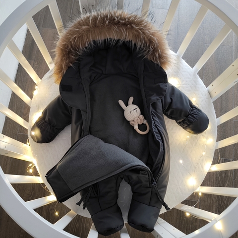 Комбинезон детский, зимний, от 3-6 мес, серый