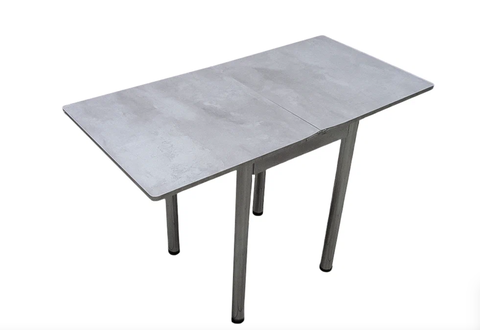 Стол кухонный раскладной (поворотно-раскладной 58*58 см. Цемент светлый ноги хром. Стол обеденный.