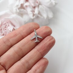 Подвеска Самолет с фианитами 14 мм, родий, П092