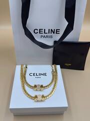 Браслет цепь CELINE с подвеской лого lux