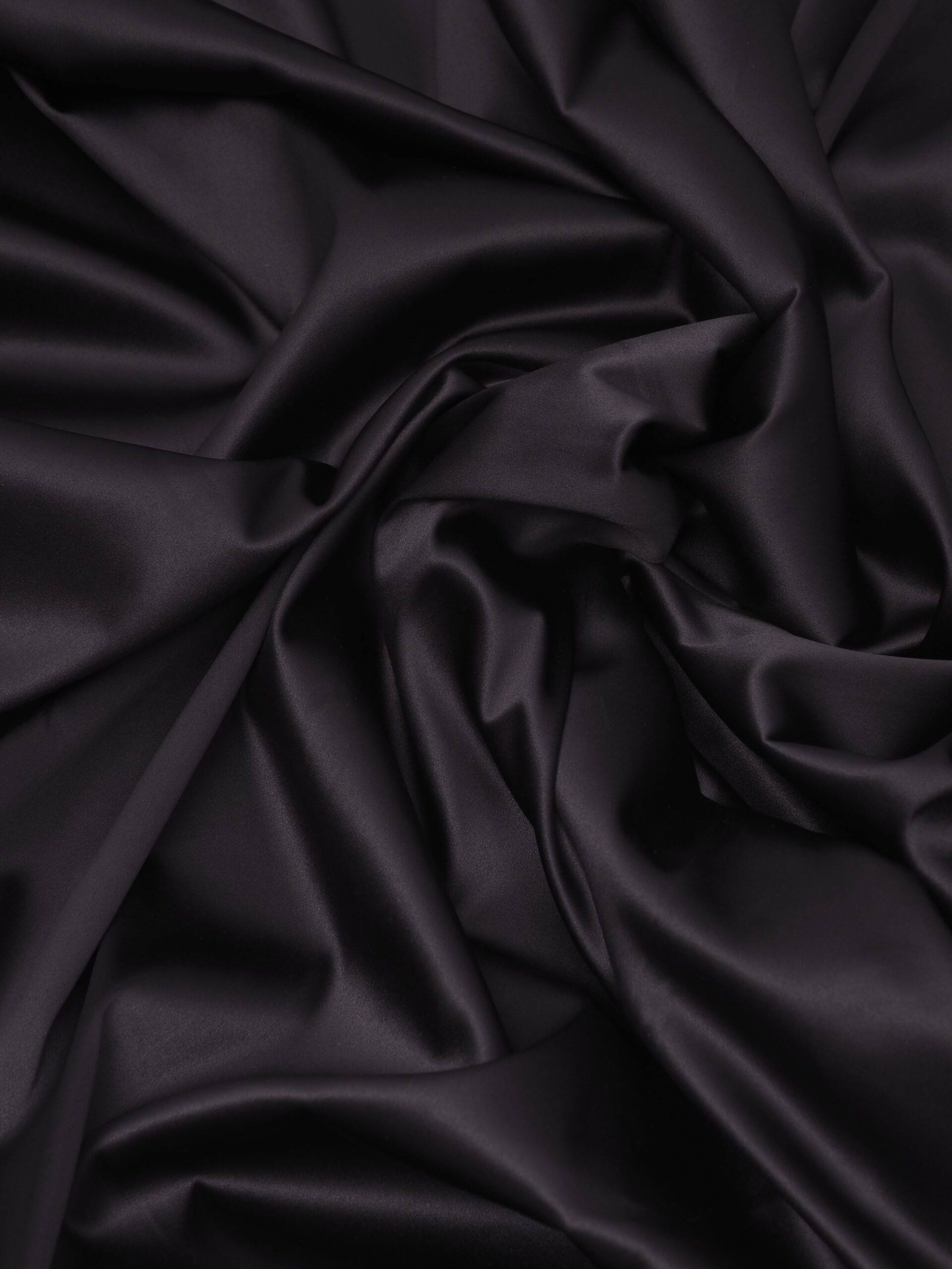 Атлас стрейч черный глянцевый метражом