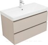 Aquanet 344753 Тумба с раковиной Вега 2.0 90 2 ящ. цв.бежевый (раковина Ирис) (344753)