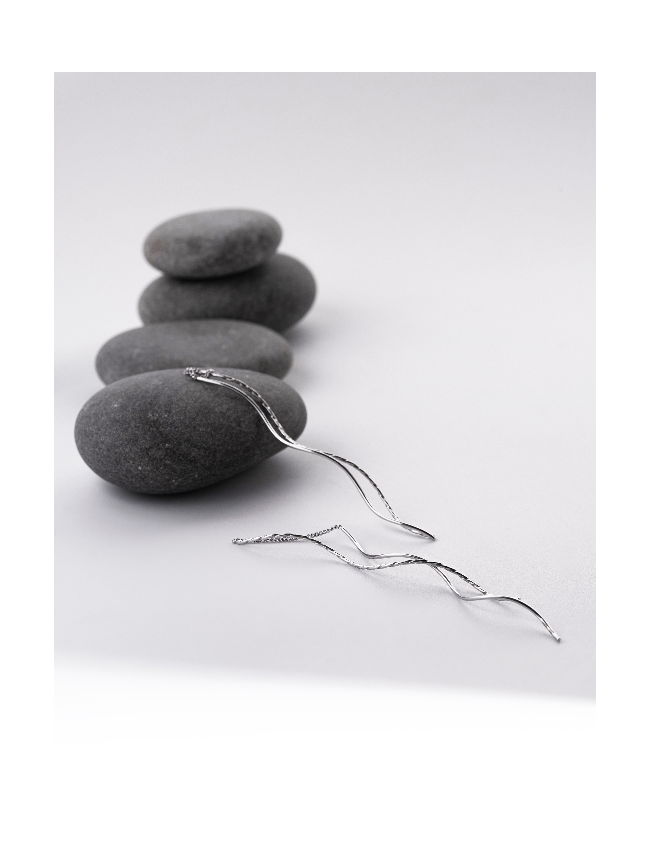 Серьги-протяжки Волнистые линии