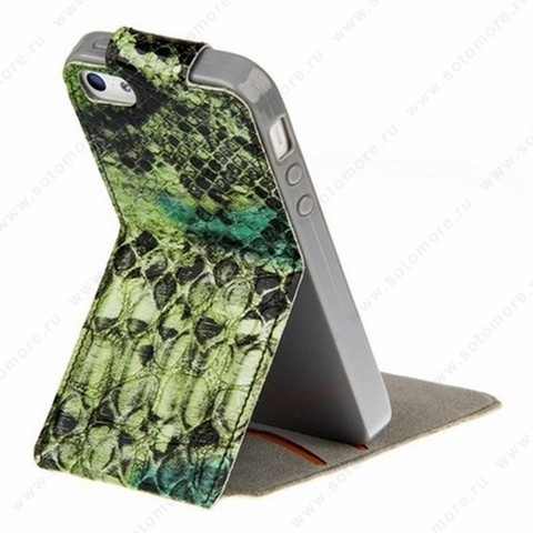 Чехол-флип Kooso Melkco для iPhone 5C - Kooso Koka Flip case Sauvage collection Lake Blue snake