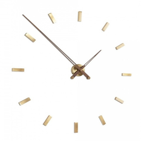Часы Nomon Tacon 12 Gold N, (основа - полированная латунь/стрелки - орех). D=100см