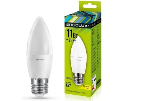 Лампа Ergolux LED-C35-11W-Е27-4K (холодный свет)