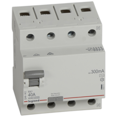 Выключатель дифференционного тока УЗО (ВДТ) RX - 4P - 40 A, 300 мА., Тип АС. Legrand (Легранд). 402071