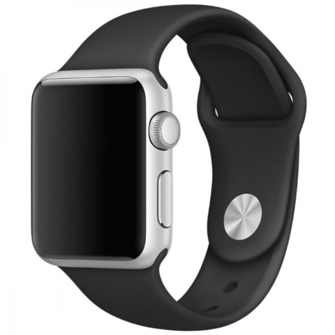 Силиконовый ремешок Sport Band 42 мм / 44 мм / 45 мм / 49 мм для Apple Watch (Черный)