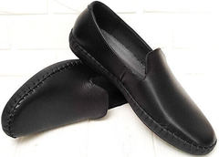 Осенние туфли слипоны кожаные мужские casual Broni M36-01 Black.