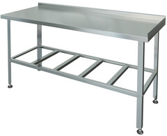 Стол разделочно-производственный с двумя бортами, полка-решетка