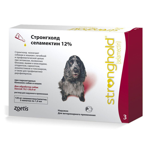 Стронгхолд для собак 10,1-20,0 кг 1 ПИПЕТКА 120 мг 1 мл 12% до мая 2024
