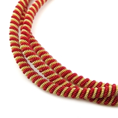 Канитель мягкая, витая KAN/DNA, 3,5 мм, матовый, золото и красный