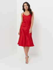Платье-комбинация из шелкового атласа красного цвета