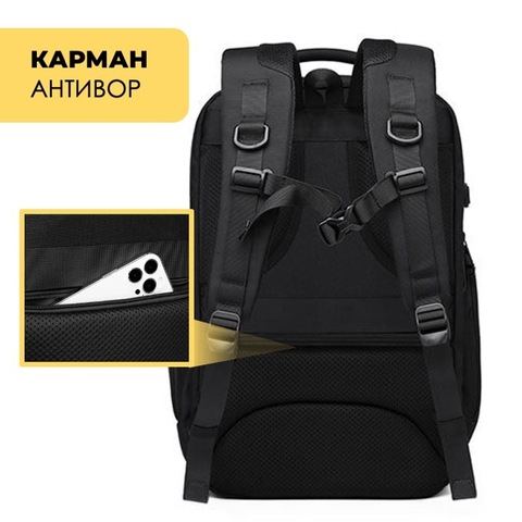 Картинка рюкзак городской Ozuko 9770S Black - 7