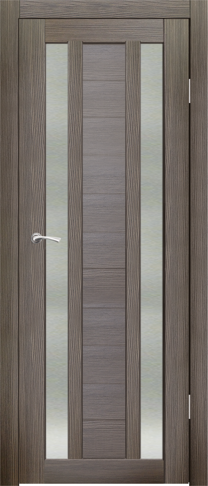 Дверь межкомнатная Синержи Фиеста, цвет темная акация, экошпон, стекло сатин