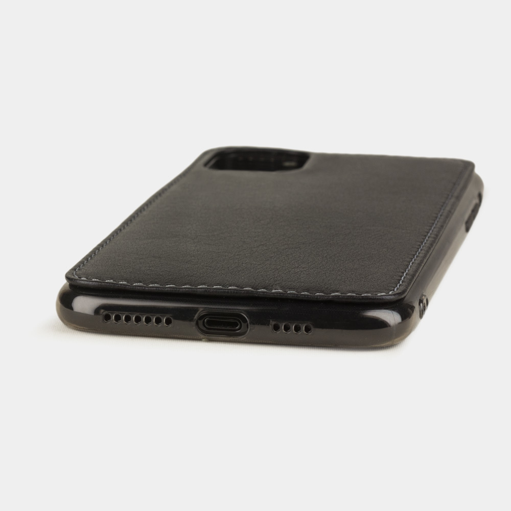 Чехол-накладка для iPhone 11 Pro из натуральной кожи теленка, черного цвета