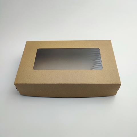 Коробка ЭКО-крафт с окошком 20х12х4 см (№86)