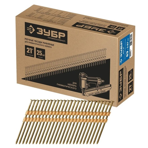 ЗУБР SN21 63 х 2.87 мм, реечные гвозди рифленые, 3000 шт (305392-63)